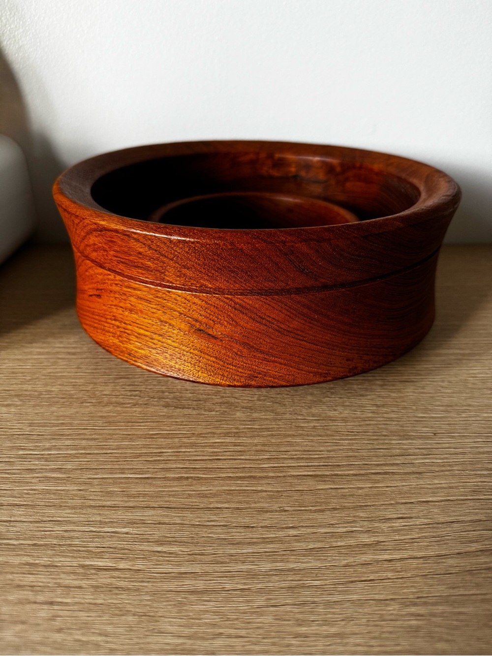 Handcrafted Teak Wooden Bowl - Rich Amber Finish